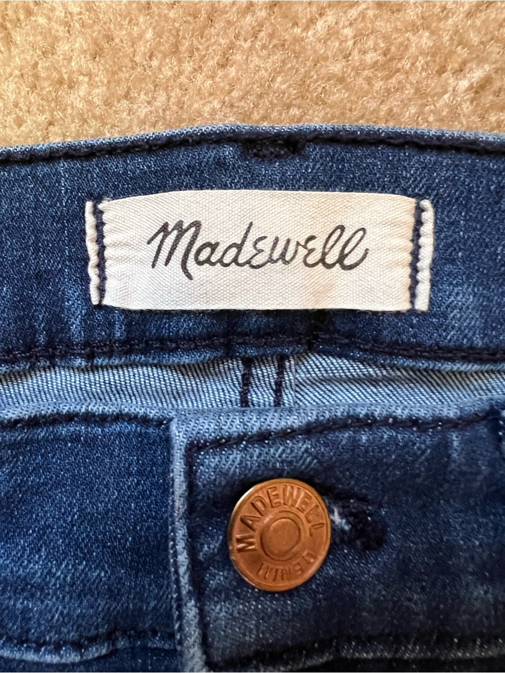 Madewell Mid-Rise Stovepipe Jeans Medium Dark Blue Wash Size 25 Straight Ankle - Picture 6 of 7